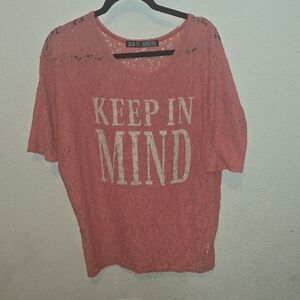 2nd Skin Pink Lace Graphic Tee (Size Tag Missing — Approx XL)